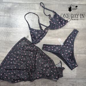 CozyEase Adjustable Triangle 3 Piece Bikini Swimsuit Size S